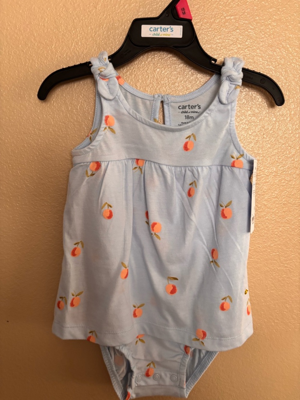 Carter's Light Blue Peach Print Sleeveless Bodysuit